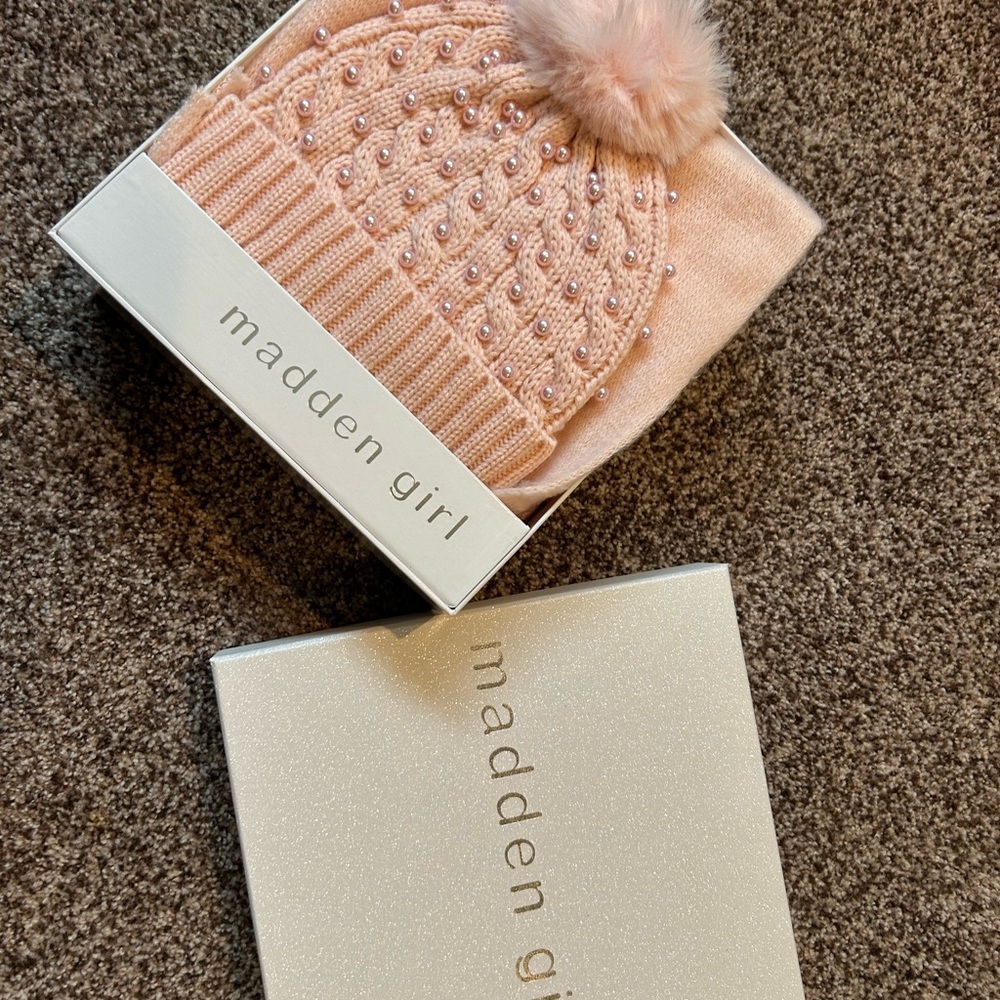 Madden Girl Pink Beanie with Pom Pom